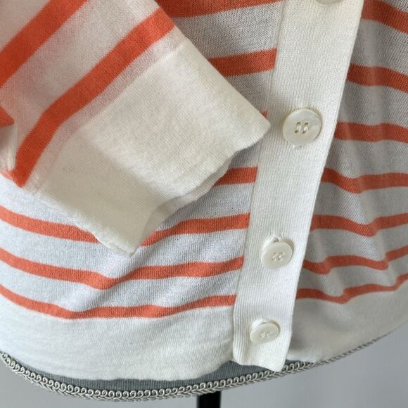 Pure Collection Striped Cotton Cardigan Sweater Orange Stripe Sz 8 Nautical - Picture 10 of 10